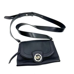 MICHAEL MICHAEL KORS Bowery Medium Pebbled Leather Crossbody Bag Black